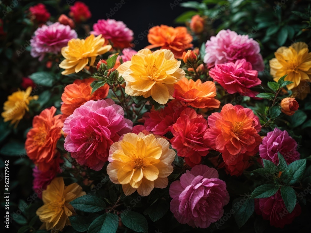 colorful flower bouquet on dark background colorful flower bouquet on dark background