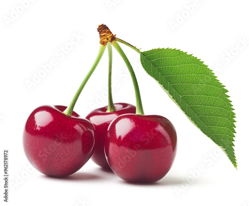 Ripe cherry in closeup isolated on white background