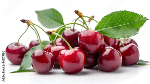 Ripe cherry in closeup isolated on white background photo