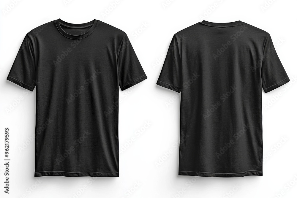 Black Tshirt Mockup Front and Back Isolated created with Generative AI Black Tshirt Mockup Front and Back Isolated created with Generative AI