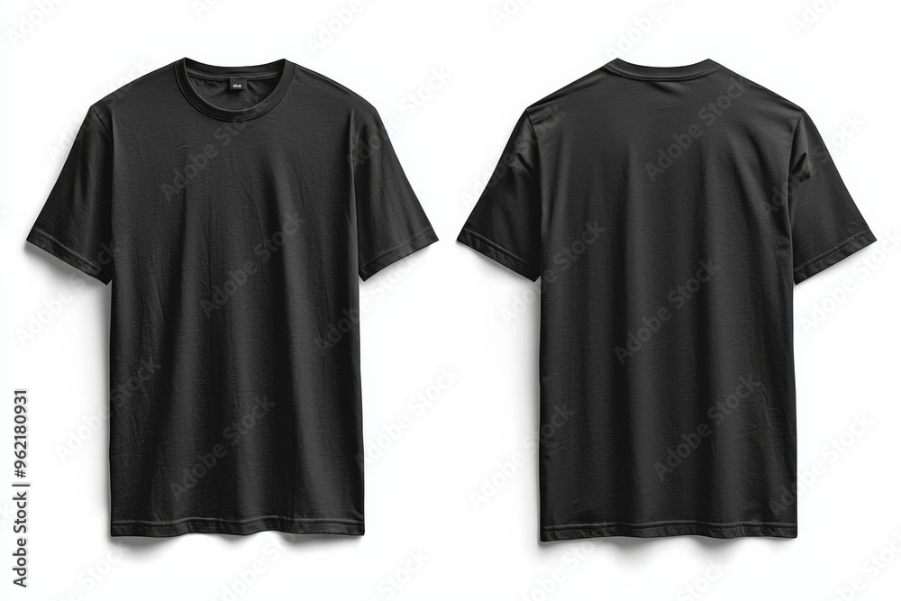 Black Tshirt Mockup Front and Back Isolated created with Generative AI Black Tshirt Mockup Front and Back Isolated created with Generative AI