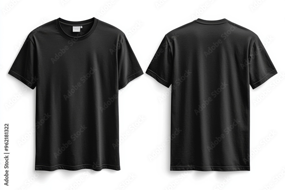 Black Tshirt Mockup Front and Back Isolated created with Generative AI Black Tshirt Mockup Front and Back Isolated created with Generative AI