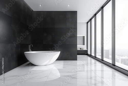 Black and white modern minimalist bathroom decor