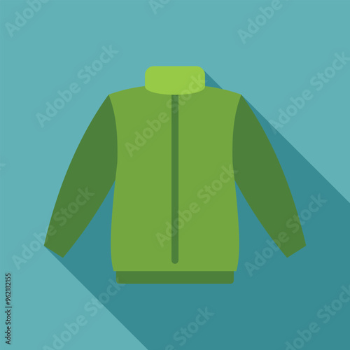 Green jacket with a zipper and long sleeves, perfect for staying warm during the cold winter months