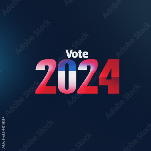 Minimalist Vote 2024 Concept: Clean and Striking Election Year Design in American Flag Colors