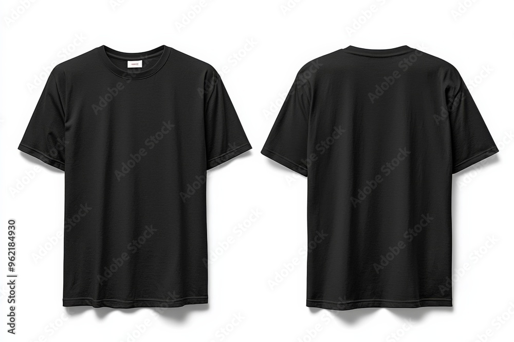 Black Tshirt Mockup Front and Back Isolated created with Generative AI Black Tshirt Mockup Front and Back Isolated created with Generative AI