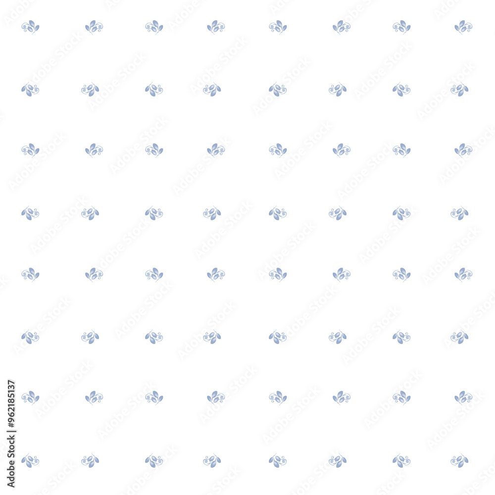 Blue delicate petals on a seamless pattern. Stylized pattern of small flowers and leaves in traditional Russian style, isolated on background. Watercolor illustration in digital. Leaves in folk style Blue delicate petals on a seamless pattern. Stylized pattern of small flowers and leaves in traditional Russian style, isolated on background. Watercolor illustration in digital. Leaves in folk style