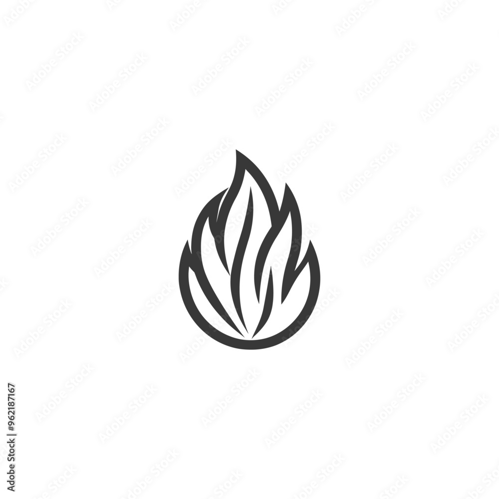 Obraz premium Black and White Stylized Flame Icon