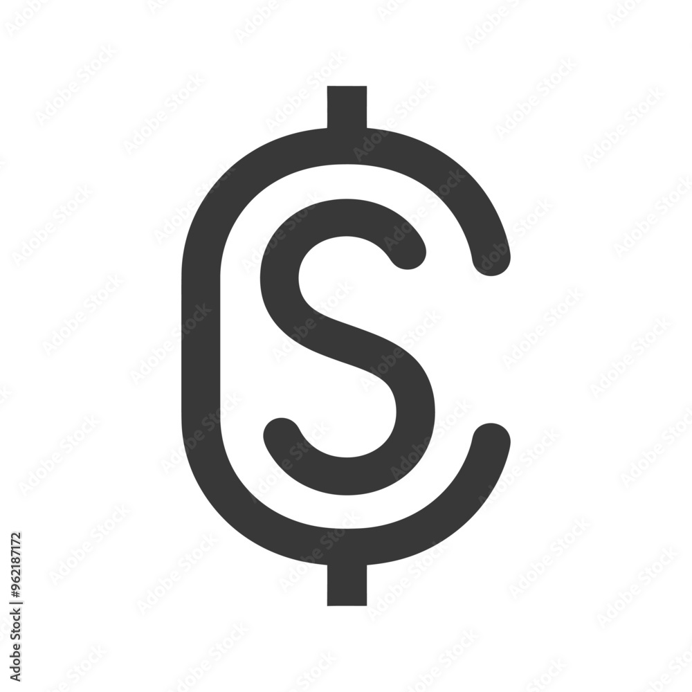 Black and white stylized dollar sign icon Black and white stylized dollar sign icon