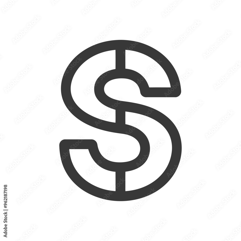 Black and White Stylized Dollar Sign Icon Black and White Stylized Dollar Sign Icon
