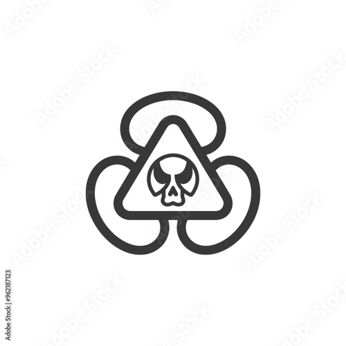 Black and White Skull Warning Sign with Three Circles photo