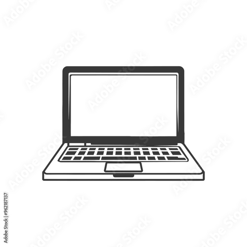 Black and White Sketch of a Laptop Computer