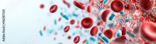 Wallpaper Mural Antibiotics combating sepsis in bloodstream, bloodstream infection visualized, 3D render, high detail, isolated on white background Torontodigital.ca