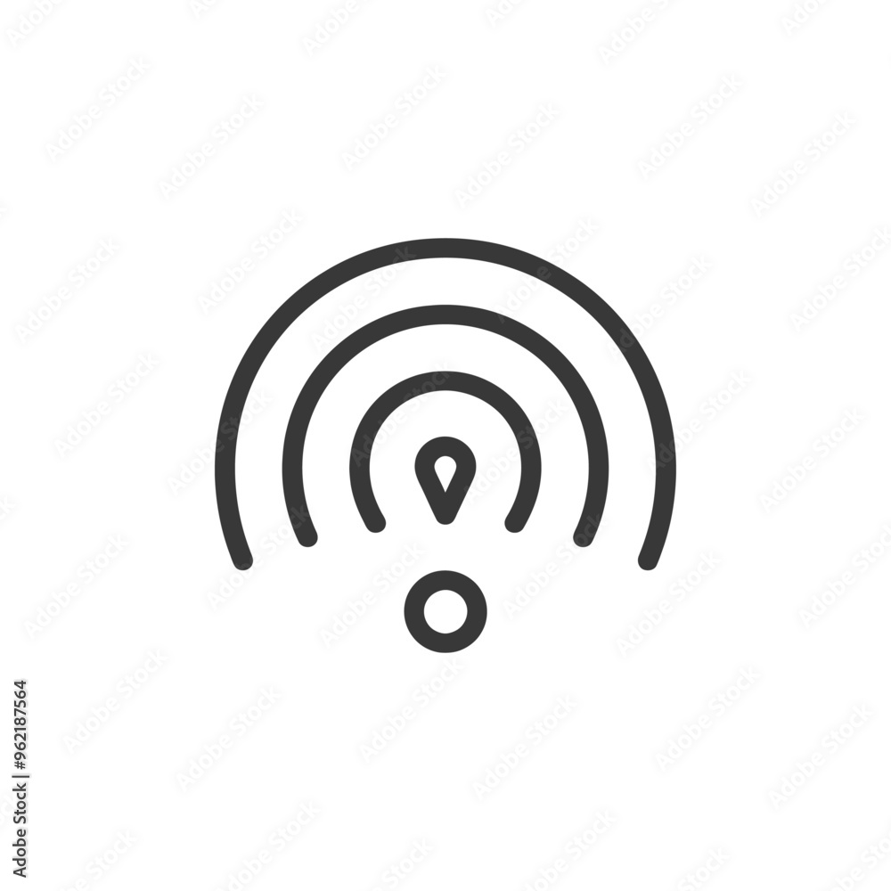 Black and White Wifi Signal Icon with Pinpoint Black and White Wifi Signal Icon with Pinpoint