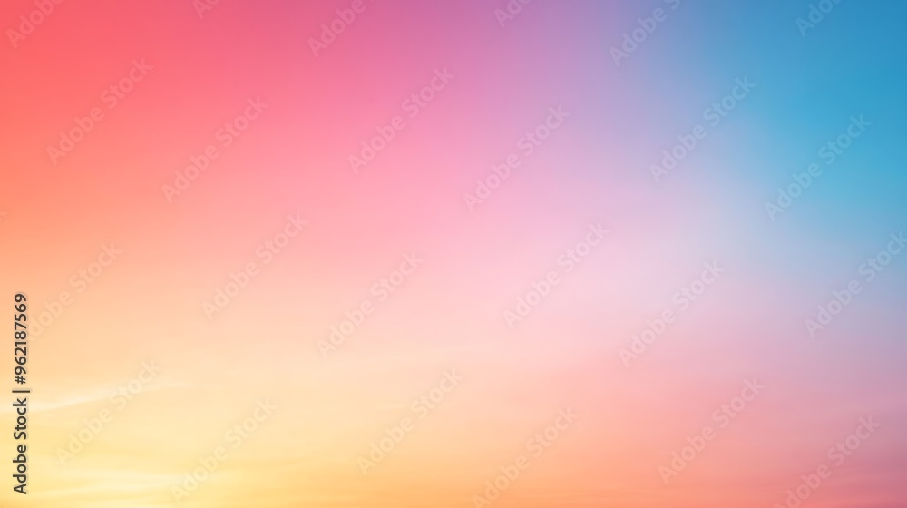 Obraz premium A smooth gradient background transitioning from soft orange to pink and lavender creating a serene sunrise effect perfect for warm and inviting designs