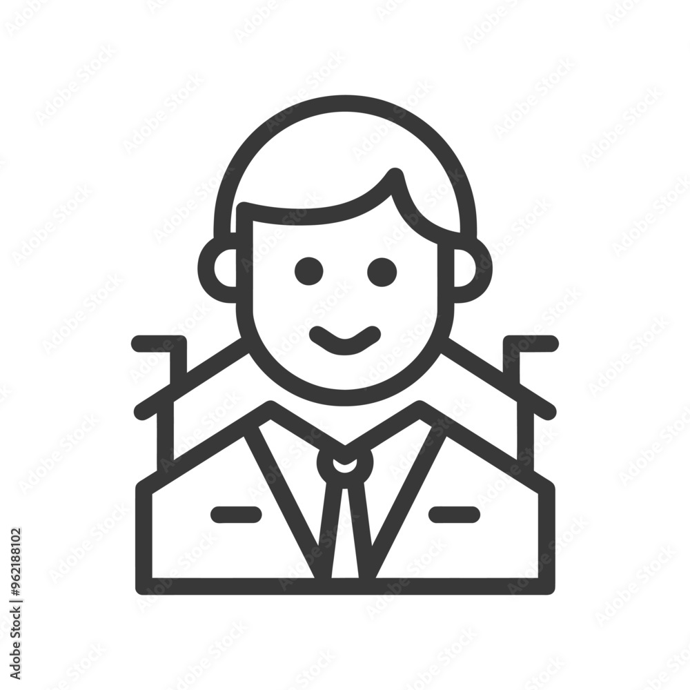 Line Art Illustration of a Smiling Man in a Suit and Tie Line Art Illustration of a Smiling Man in a Suit and Tie