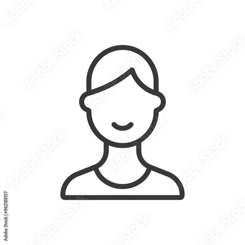 Line Art Illustration of a Smiling Persons Head and Shoulders