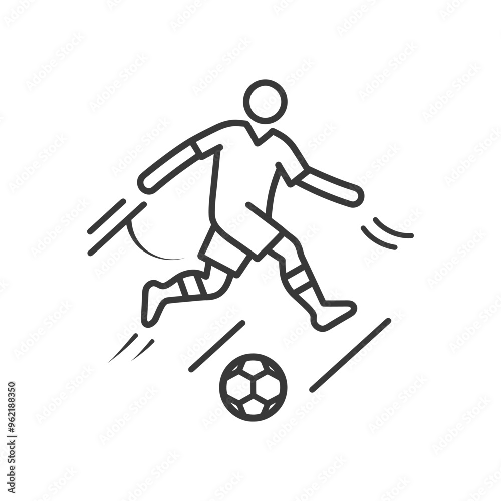 Line art illustration of a soccer player kicking the ball Line art illustration of a soccer player kicking the ball