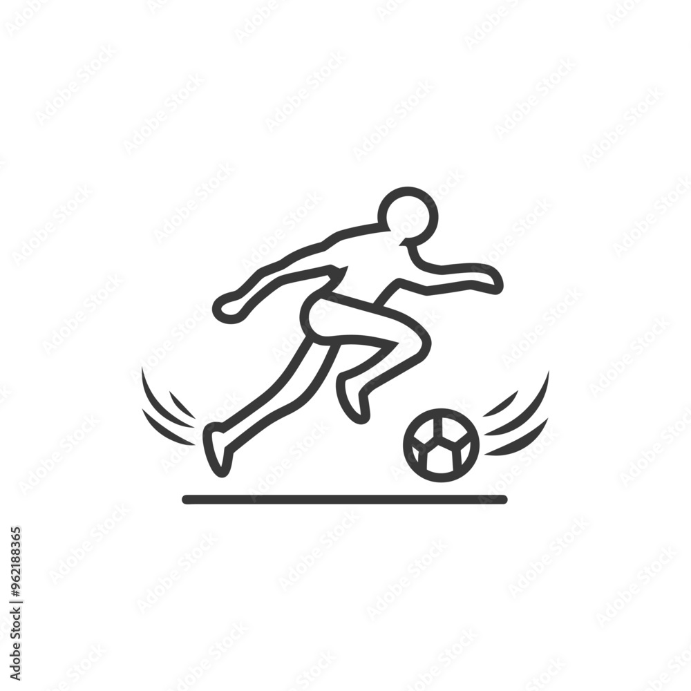 Line Art Illustration of a Soccer Player Kicking a Ball Line Art Illustration of a Soccer Player Kicking a Ball
