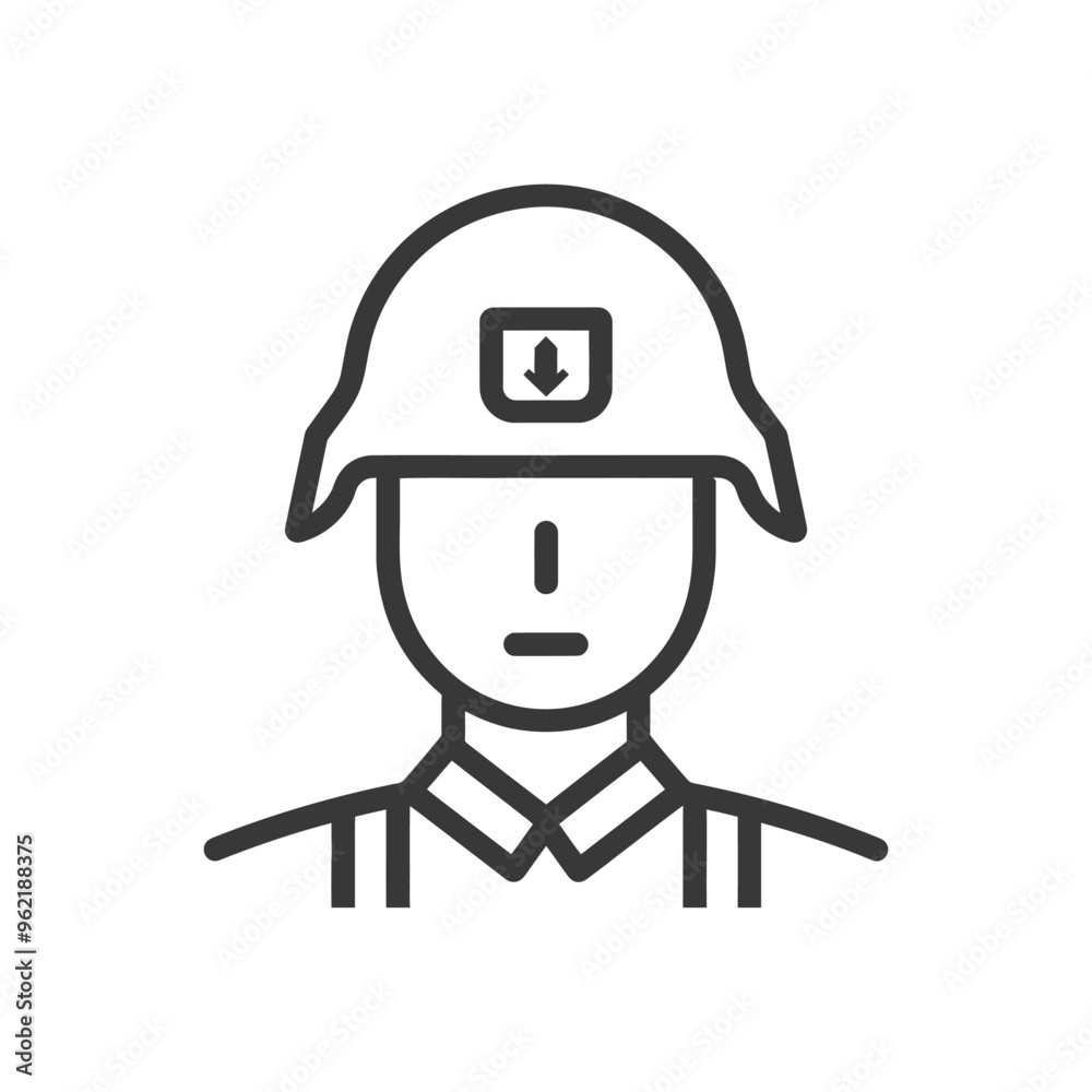 Line Art Illustration of a Soldier Wearing a Helmet Line Art Illustration of a Soldier Wearing a Helmet