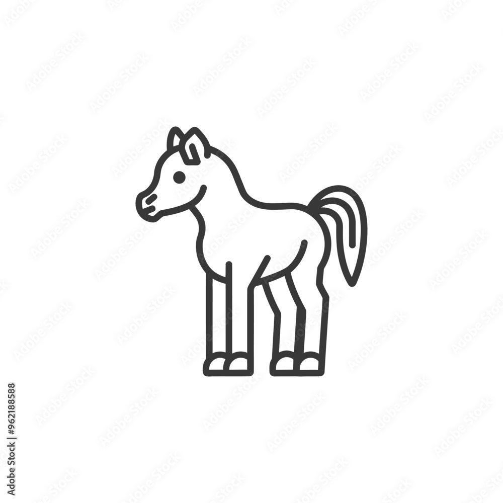 Obraz premium Line art illustration of a standing horse