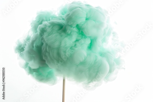 Cotton candy in green on white background