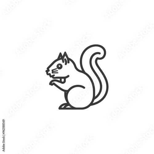 Line art illustration of a squirrel with a bushy tail