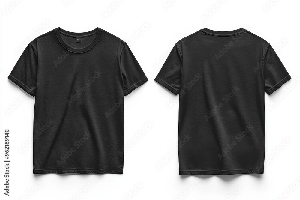 Black Tshirt Mockup Front and Back Isolated created with Generative AI