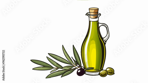 Glass Bottle of Extra Virgin Olive Oil Vector Design