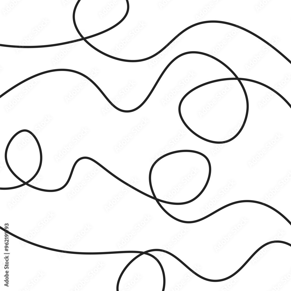 Tangled curved wavy abstract black lines on white background. Art pattern. Vector illustration in flat style Tangled curved wavy abstract black lines on white background. Art pattern. Vector illustration in flat style