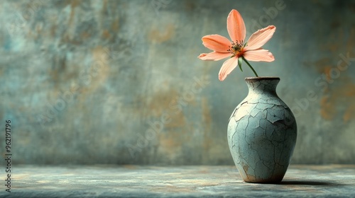 emotional neglect, a wilting flower in a cracked vase symbolizes loneliness and neglect, capturing a poignant sense of abandonment and isolation photo