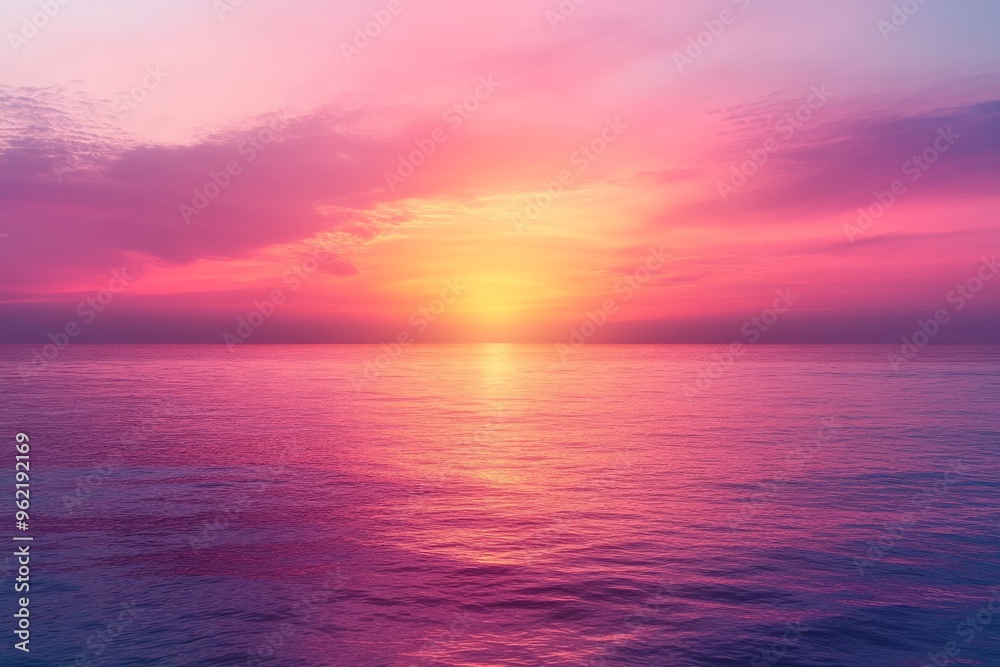 Obraz premium A smooth gradient background transitioning from soft orange to pink and lavender creating a serene sunrise effect perfect for warm and inviting designs