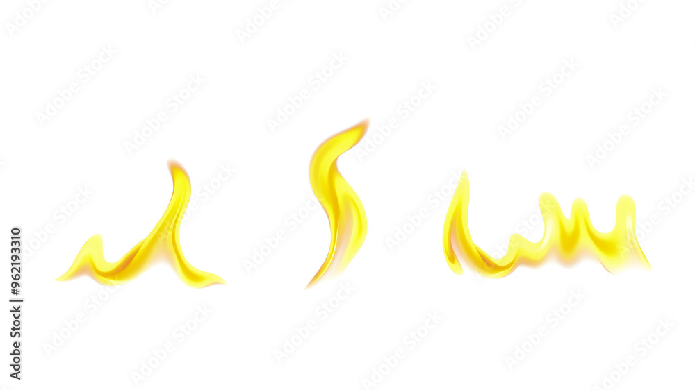 Realistic fire flames set isolated on white background. illustration Realistic fire flames set isolated on white background. illustration