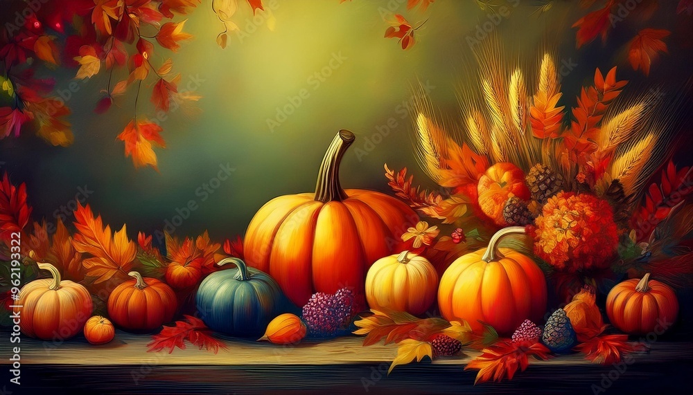 pumpkins and autumn leaves pumpkins and autumn leaves