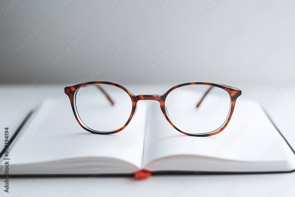 Eyeglasses on open book, concept of reading and education Eyeglasses on open book, concept of reading and education