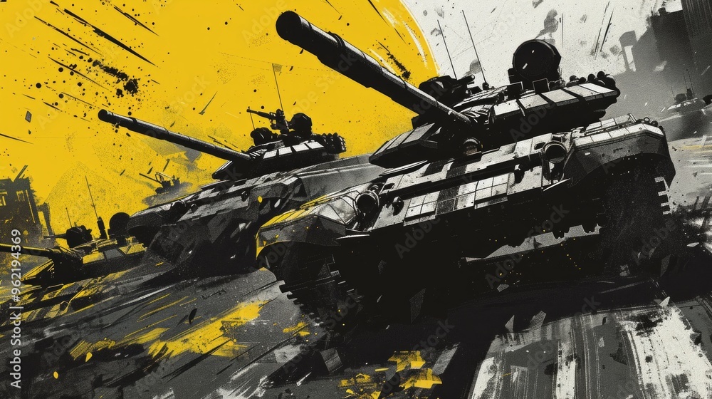 Group of tanks, modern graphic design