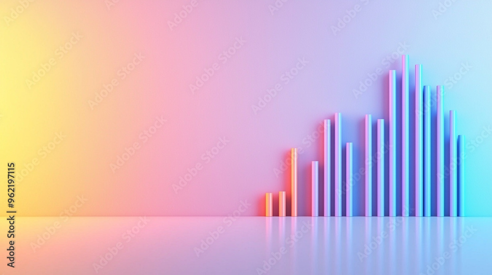 Geometric shapes in various heights representing statistical bars, set on a clean Geometric shapes in various heights representing statistical bars, set on a clean