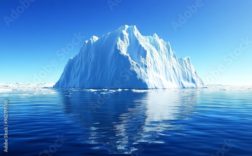 Wallpaper Mural Massive Snow-Covered Iceberg Floating in Blue Ocean, AI generated illustration Torontodigital.ca