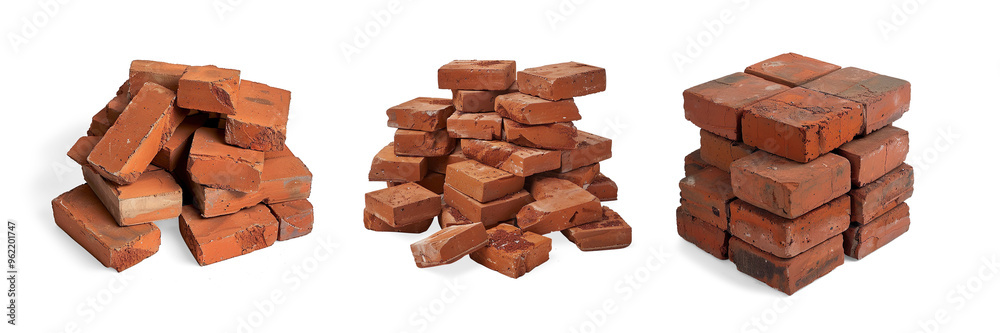 Stack of Weathered Red Bricks on a transparent background Stack of Weathered Red Bricks on a transparent background