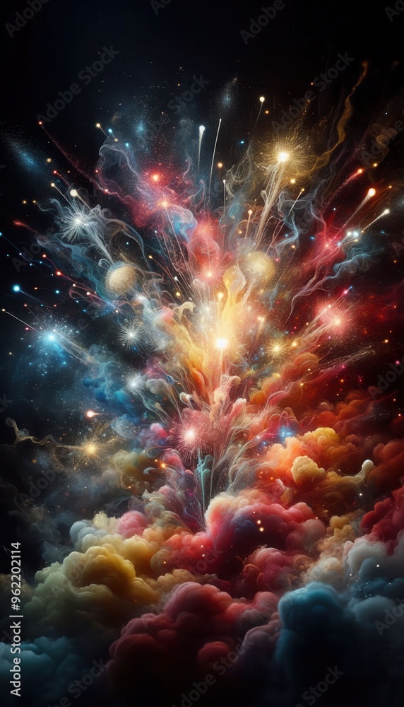 Fototapeta premium colorful fireworks explosion in the sky