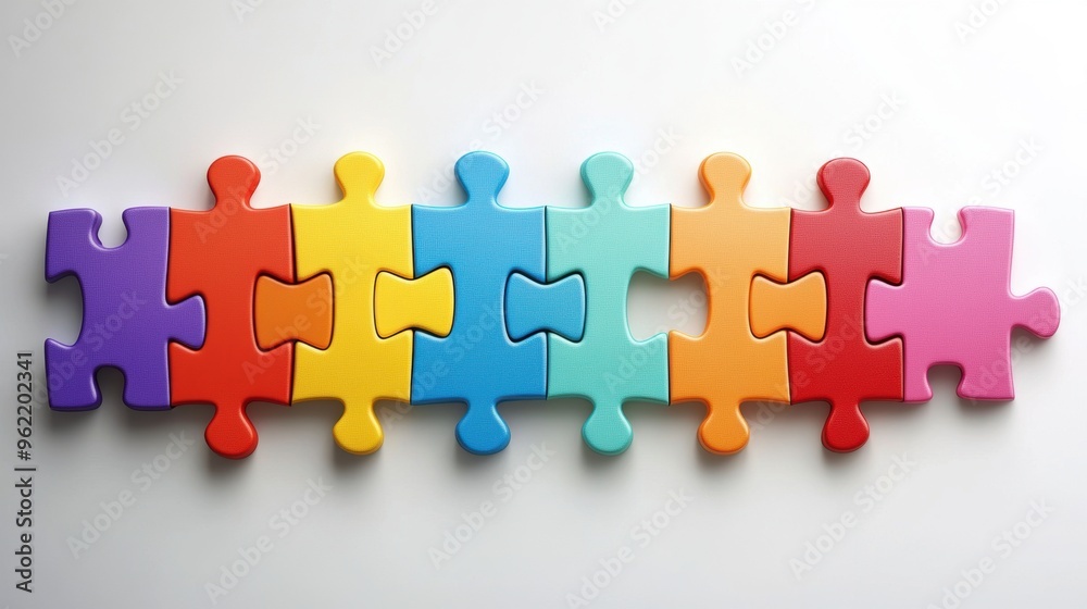 vibrant puzzle pieces symbolize unity, teamwork, ideal for banner design conveying the concept of collaboration vibrant puzzle pieces symbolize unity, teamwork, ideal for banner design conveying the concept of collaboration