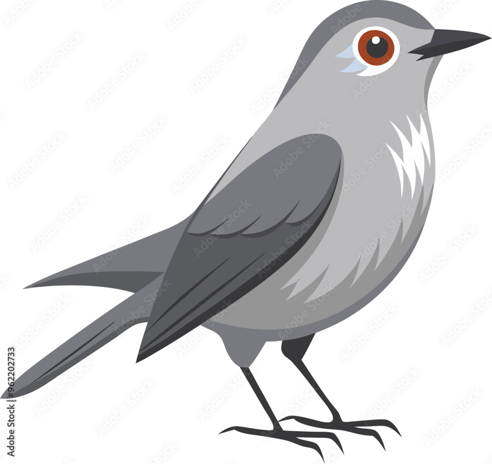 Obraz premium gray cat bird artwork victor illustration