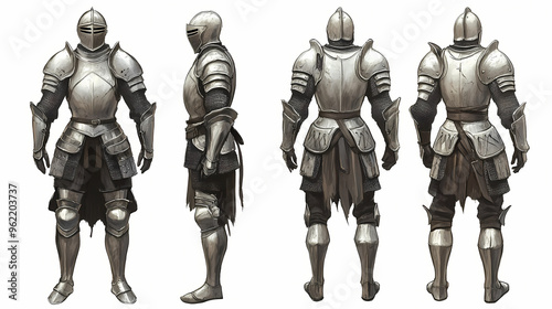 Medieval knight suit of armor protection. Knight. Illustration