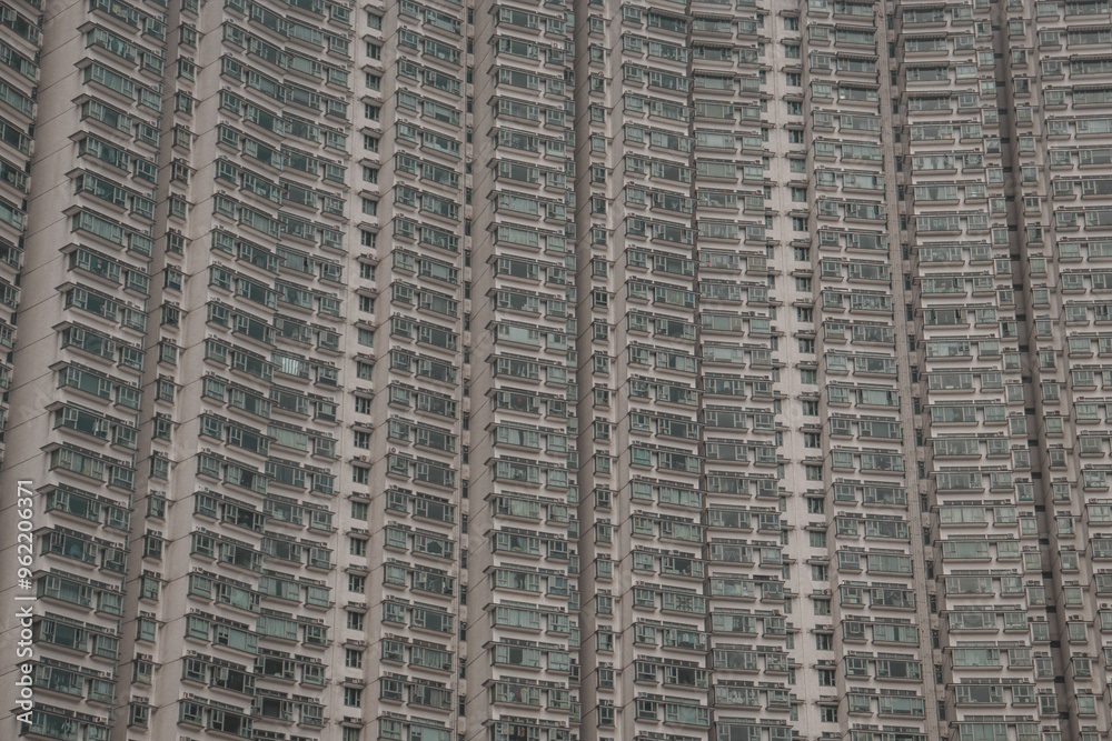 Facade of a big and modern residential building in Hong Kong Facade of a big and modern residential building in Hong Kong