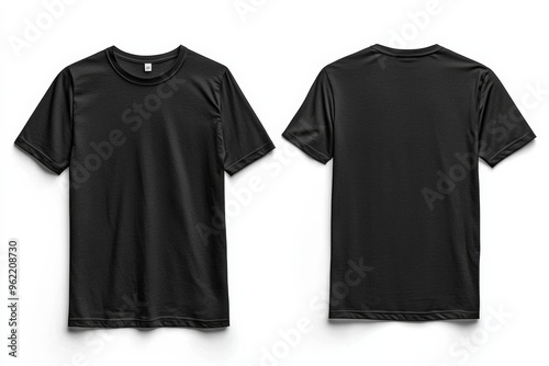 Black Tshirt Mockup Front and Back Isolated created with Generative AI