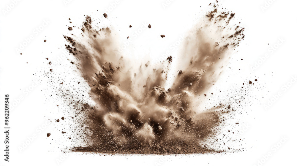 Dry soil explosion isolated on transparent background Dry soil explosion isolated on transparent background