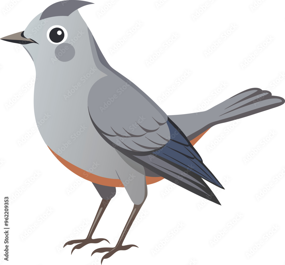 Fototapeta premium gray cat bird artwork victor illustration