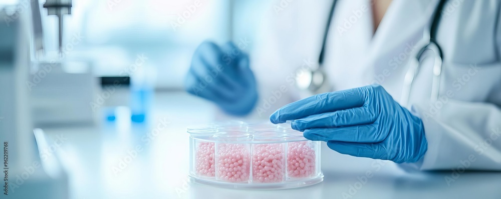 Bioengineered skin graft materials in a medical lab, regenerative medicine, biotechnology innovation Bioengineered skin graft materials in a medical lab, regenerative medicine, biotechnology innovation
