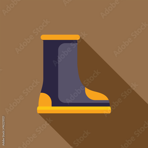Simple vector illustration of a rubber boot with a long shadow, suggesting protection and durability