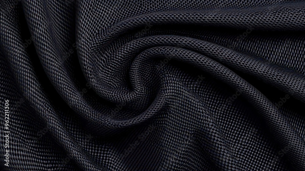 Fototapeta premium Dark woven cotton texture, close-up view of natural linen fabric, rich black tones, soft fibers, versatile background for design or textile applications, inviting tactile quality